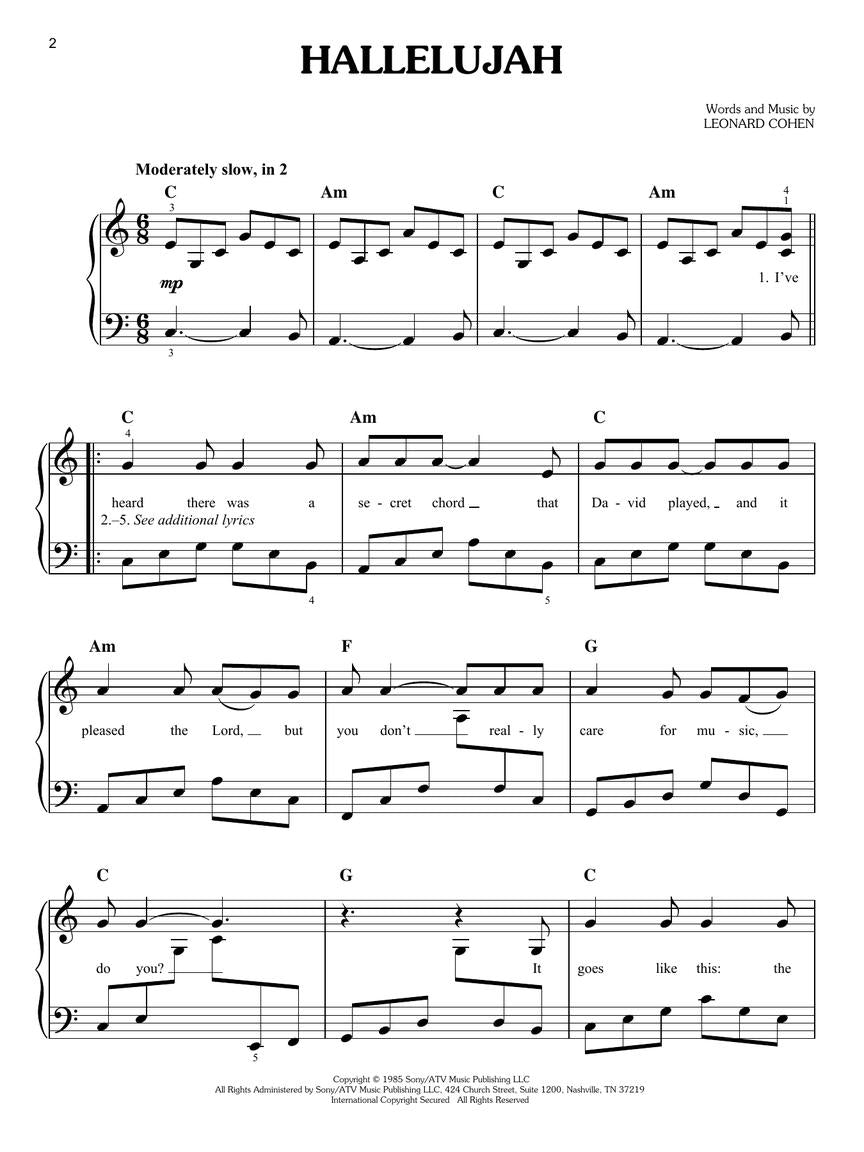 Leonard Cohen: Hallelujah - Easy Piano Sheet