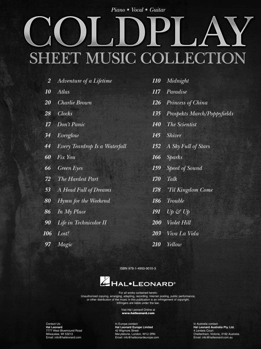 Coldplay Sheet Music Collection - Piano/Vocal/Guitar