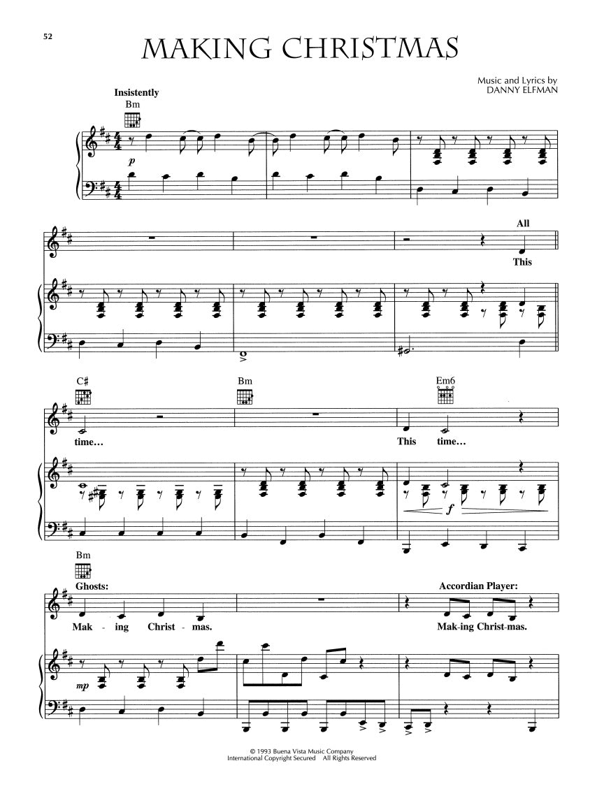 Tim Burton's The Nightmare Before Christmas - Piano/Vocal/Guitar