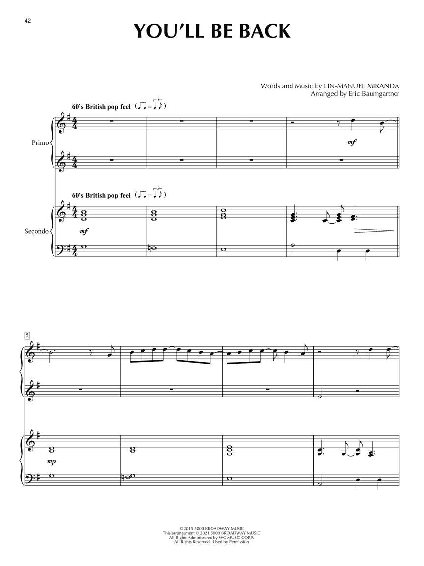Hamilton - for Piano Duet