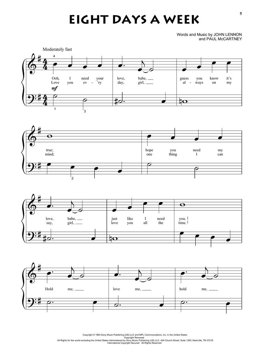 The Beatles for Beginning - Piano Solo