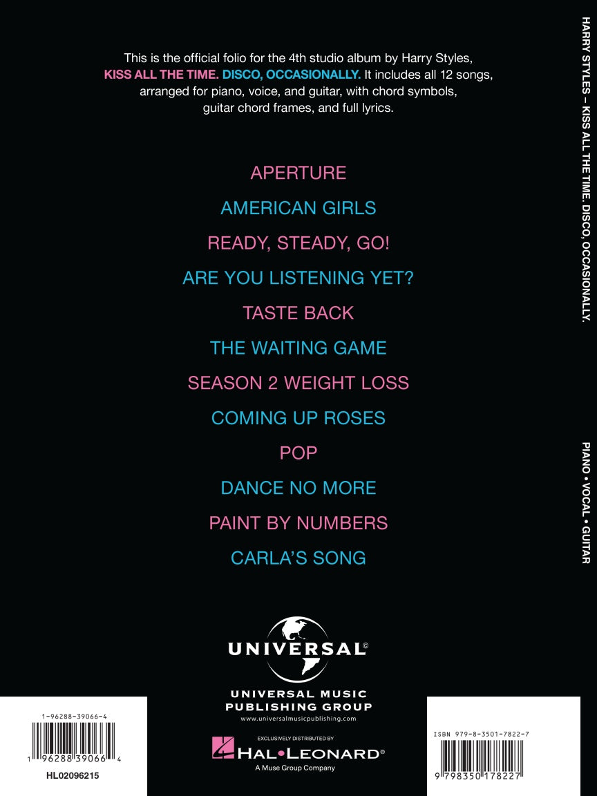 Harry Styles – Kiss All the Time. Disco, Occasionally. - Piano/Vocal/Guitar