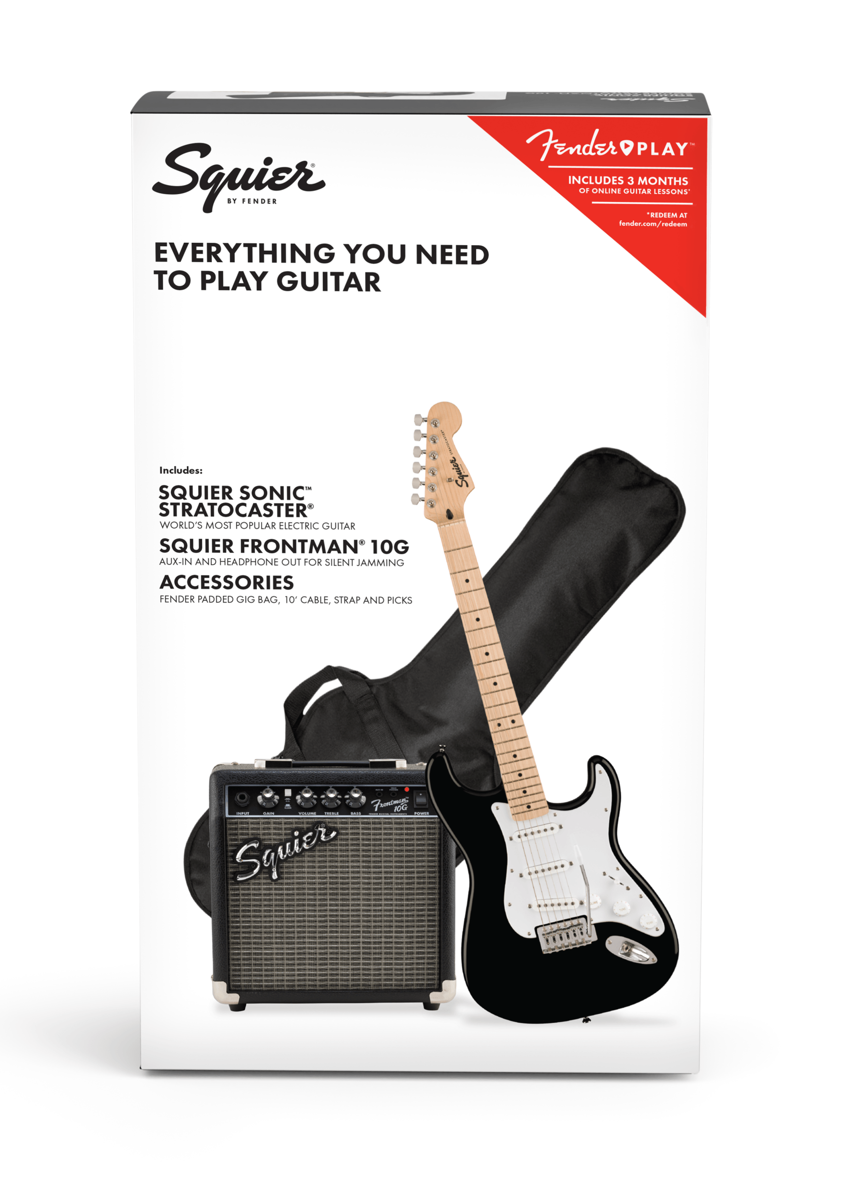 Squier Sonic Stratocaster Pack, Maple Fingerboard, Black, LOCAL Squier Sonic Stratocaster Pack, Maple Fingerboard, Black, LOCAL