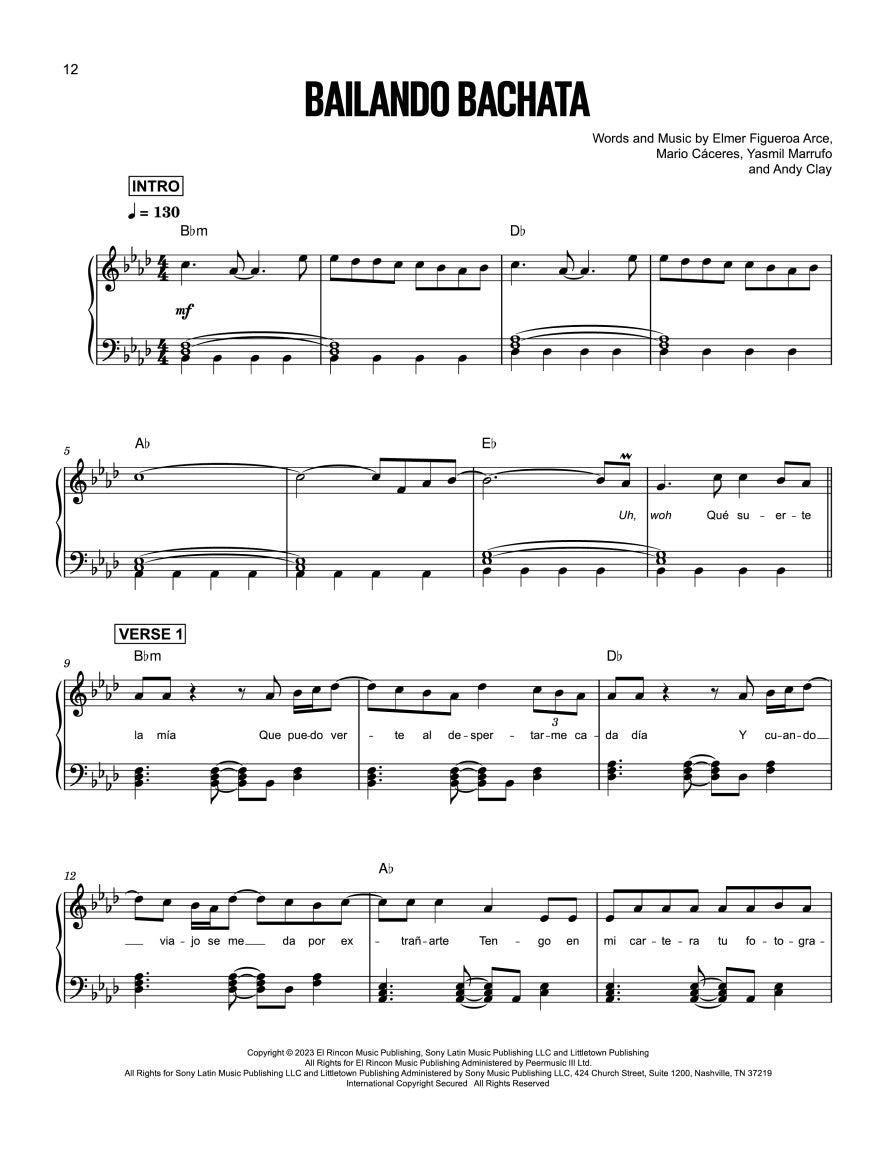 Latin Pop - Sheet Music Essentials - Piano and Lyrics
