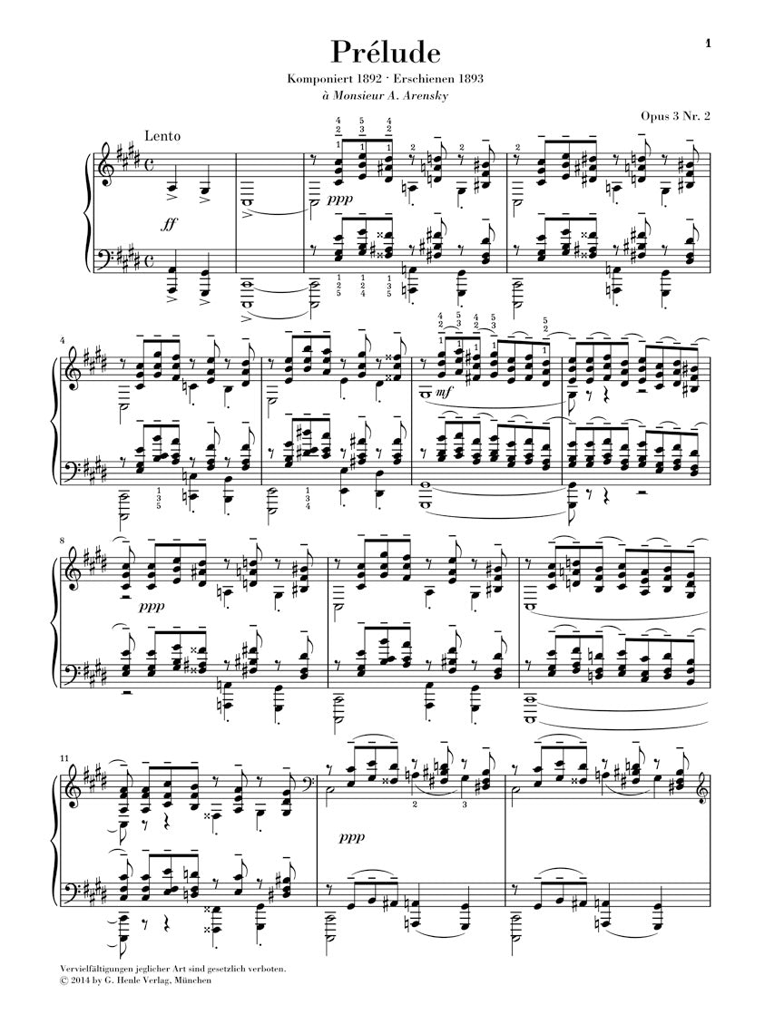 Rachmaninoff: Prélude in C-sharp minor, Op. 3, No. 2 - Henle Urtext