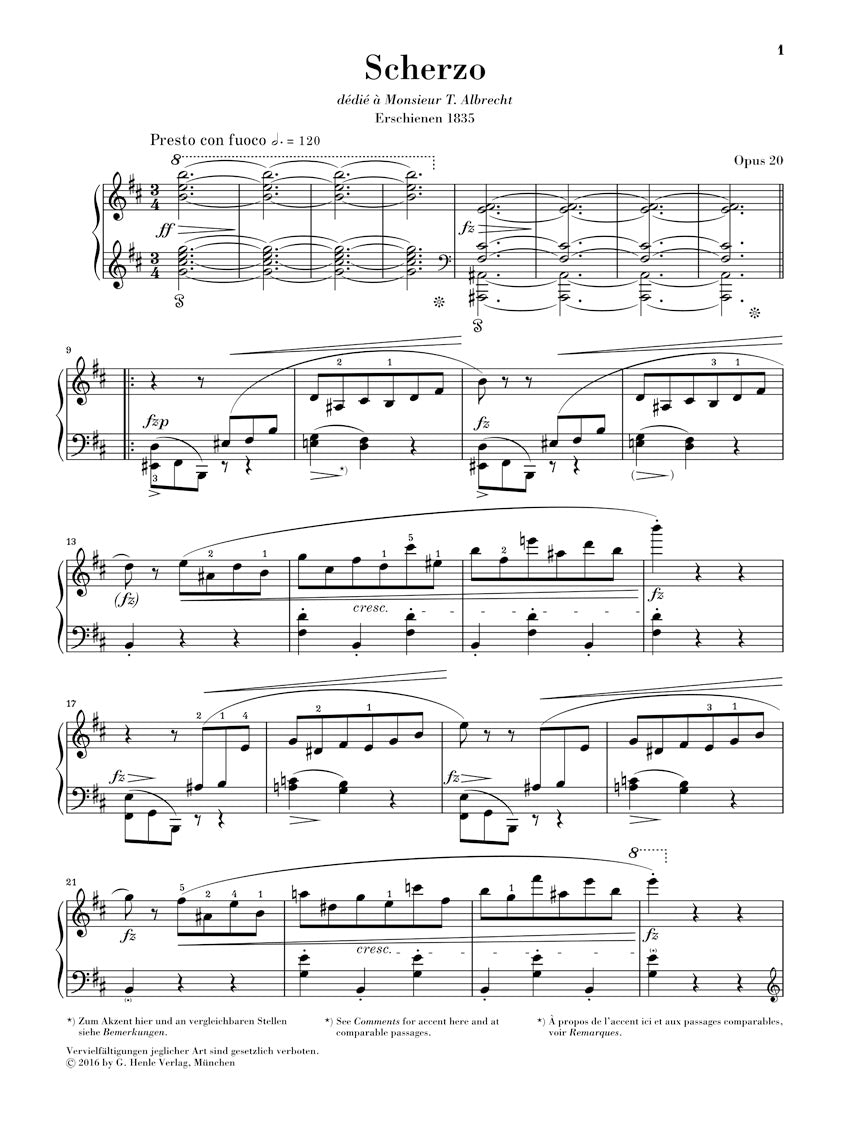 Chopin: Scherzo in B minor, Op. 20 (Revised Edition) - Henle Urtext