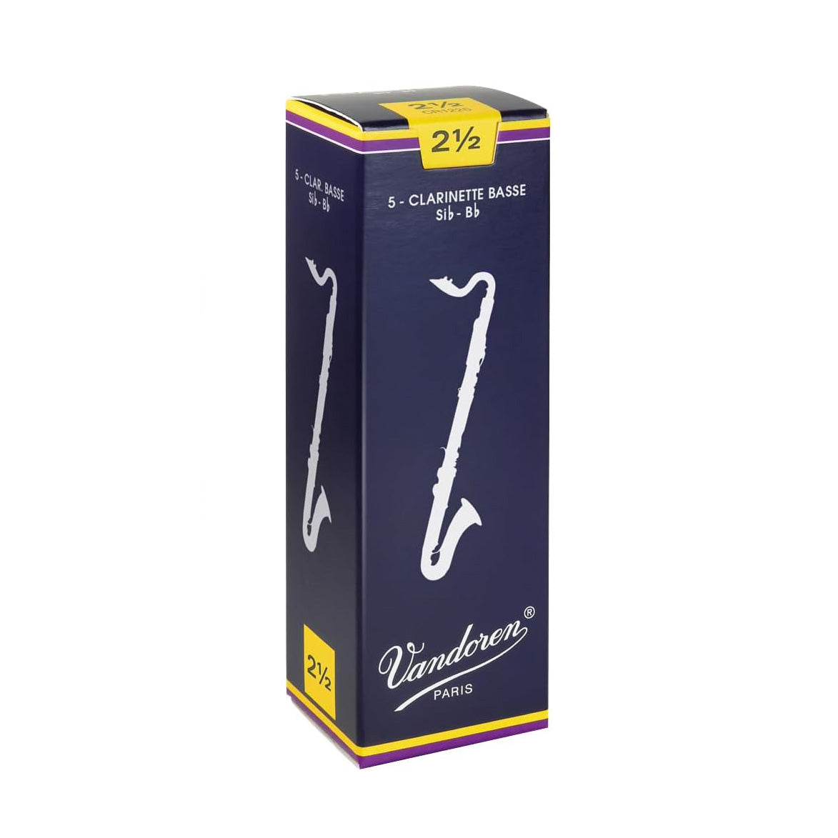 Vandoren CR1225 Bass Clarinet Traditional Reeds Strength 2.5; Box of 5