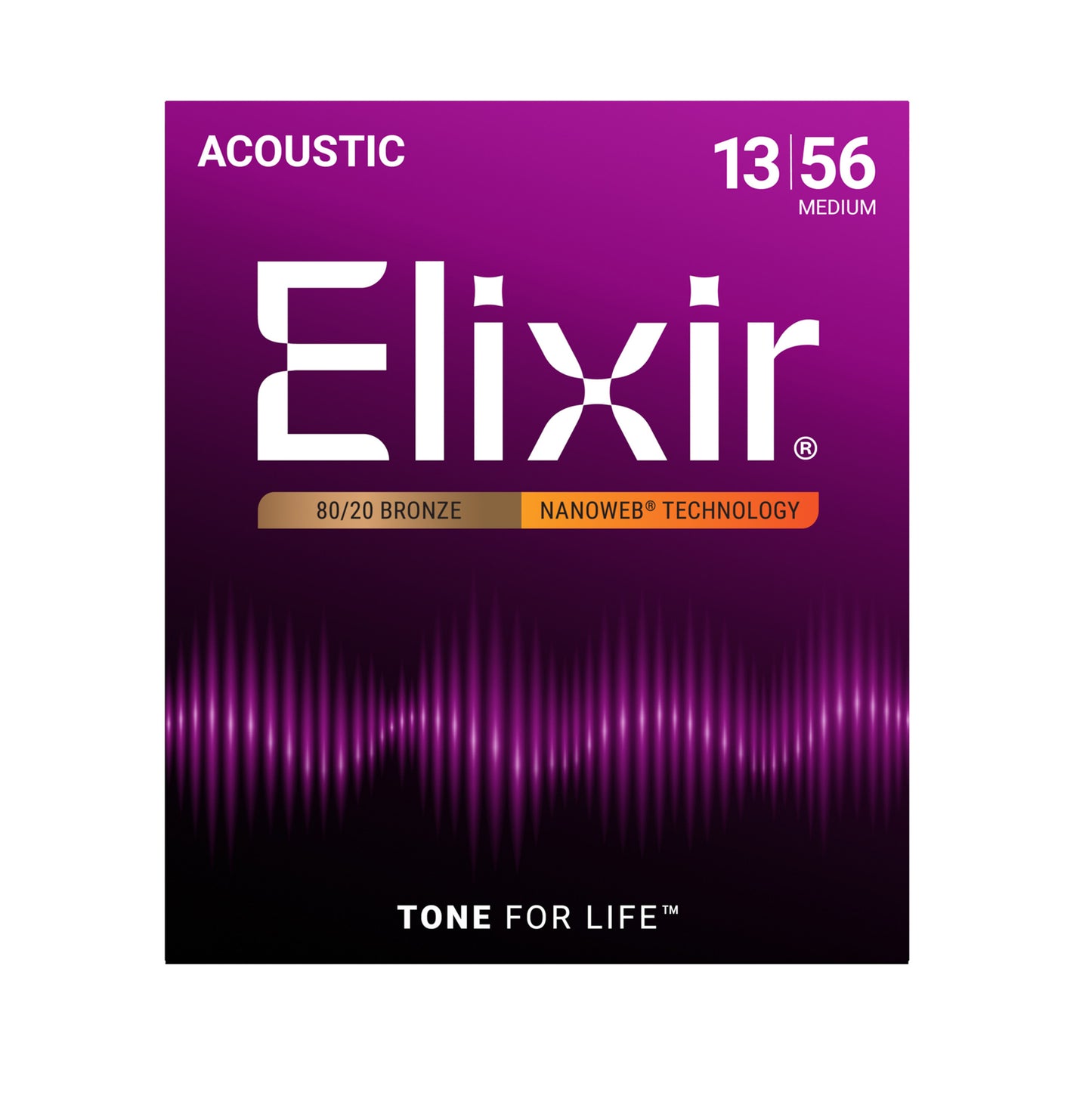 Elixir Strings Nanoweb 80/20 Bronze Acoustic Guitar Strings - .013-.056 Medium