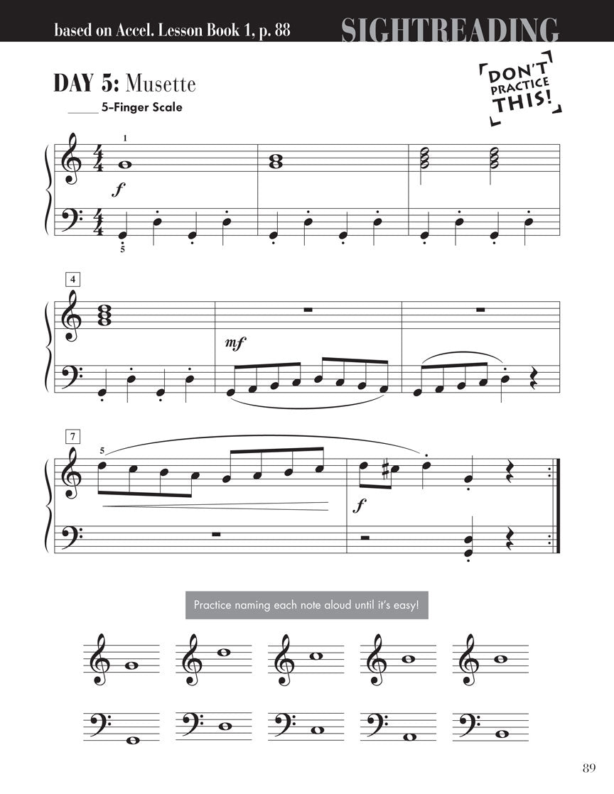 Accelerated Piano Adventures for the Older Beginner – Sightreading, Book 1