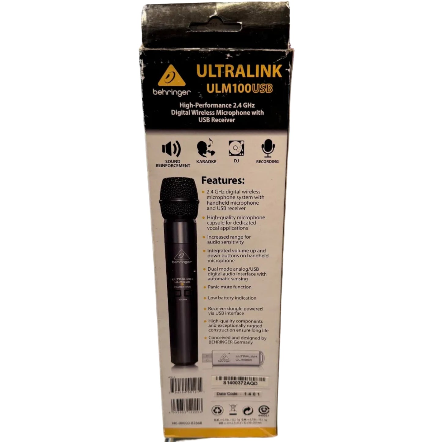 Behringer ULM100USB Wireless Microphone With USB Receiver (Discontiued/Open Box)