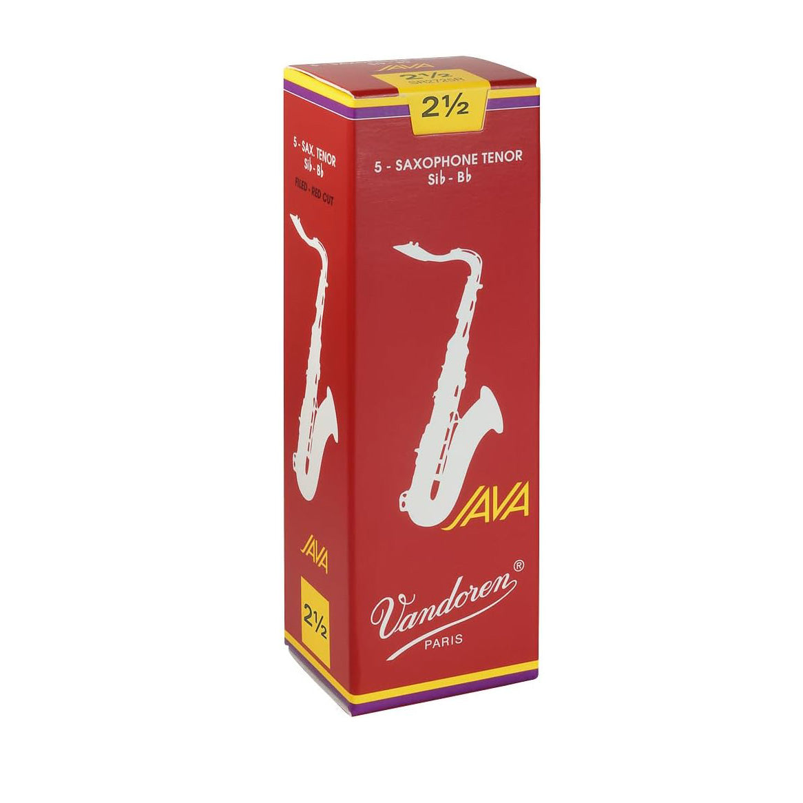 Vandoren SR2725R Tenor Sax JAVA Red Reeds Strength 2.5; Box of 5