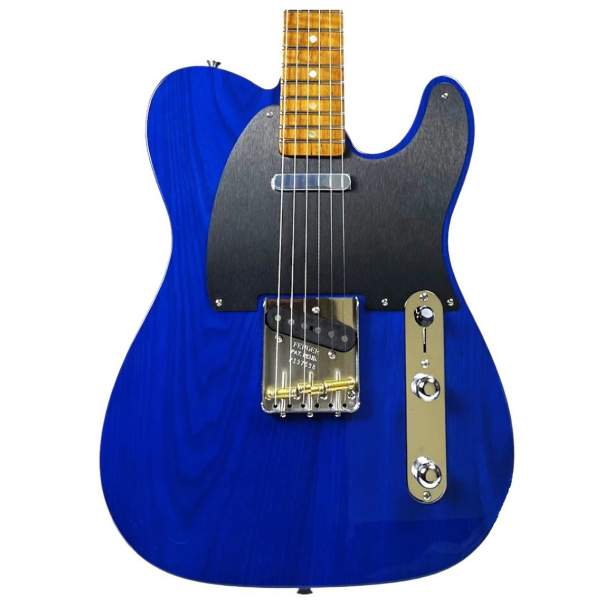 Fender American Custom Telecaster NOS, 1-Piece Roasted 3A, Sapphire Blue  Transparent