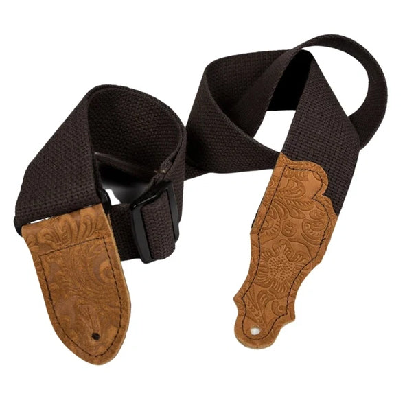 Franklin Cotton Guitar Strap - Embossed Suede End Tab 1-CH-ECA