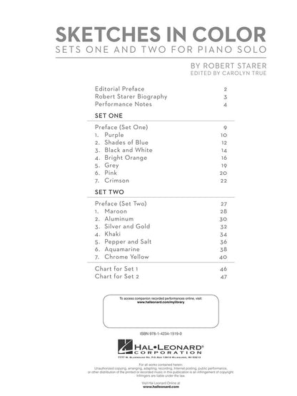 Starer: Sketches in Color, Sets One and Two for Piano Solo - Hal Leonard