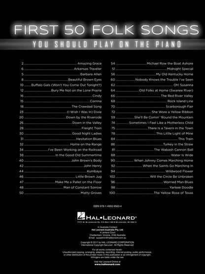 First 50 Folk Songs You Should Play on the Piano - Easy Piano