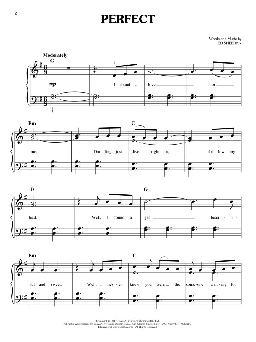 Ed Sheeran: Perfect - Easy Piano Sheet