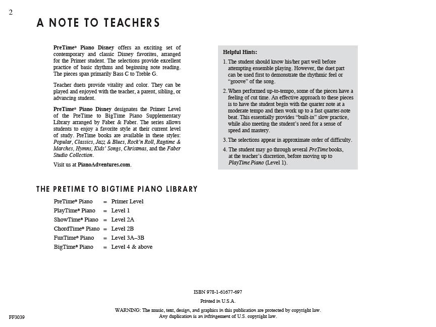 Faber Piano Adventures - PreTime® Piano Disney- Primer