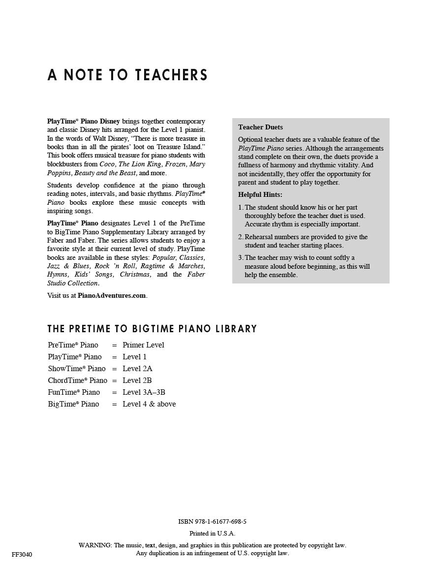 Faber Piano Adventures - PlayTime® Piano Disney- Level 1