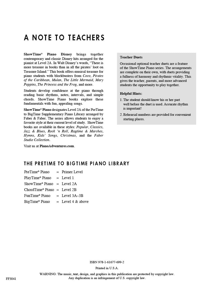 Faber Piano Adventures - ShowTime® Piano Disney - Level 2A