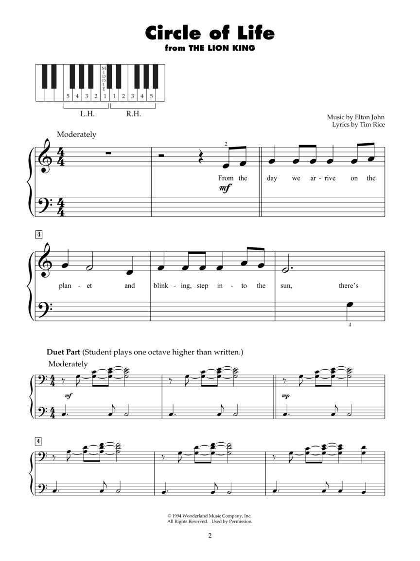 Disney Songs – 2nd Edition - Five Finger Piano