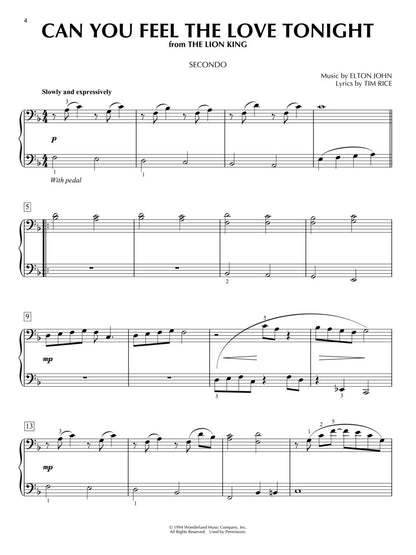 Favorite Disney Songs for Piano Duet (1 Piano, 4 Hands)