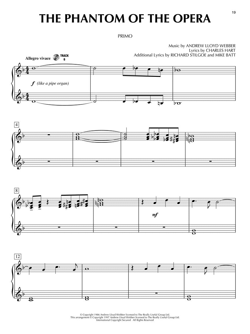 The Phantom of the Opera - Piano Duet Play-Along