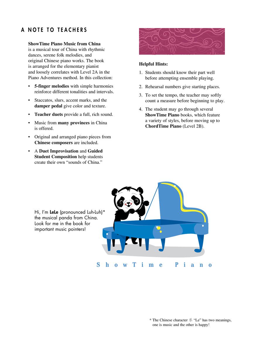 Faber Piano Adventures - ShowTime® Piano Music From China - Level 2A