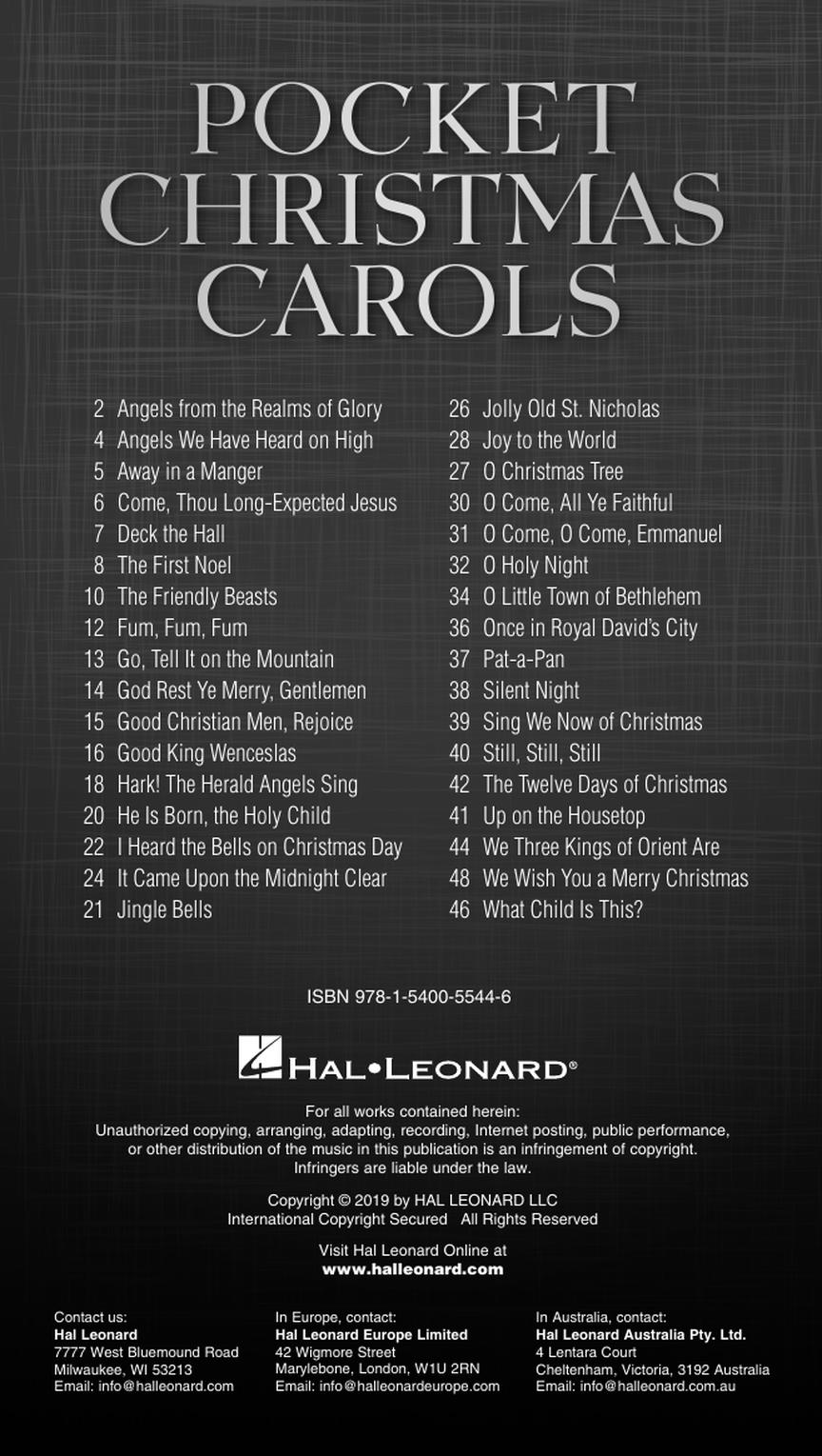 Pocket Christmas Carols: The Complete Caroling Companion - Fake Book