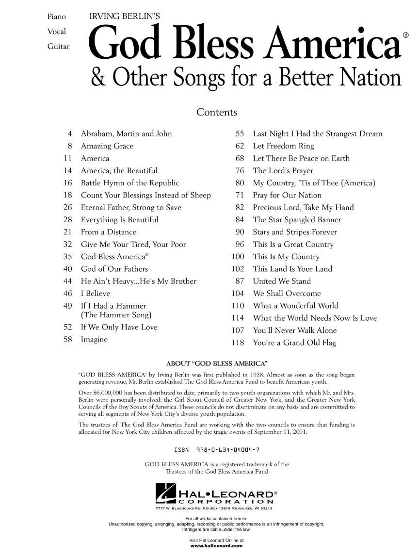 Irving Berlin's God Bless America® & Other Songs for a Better Nation