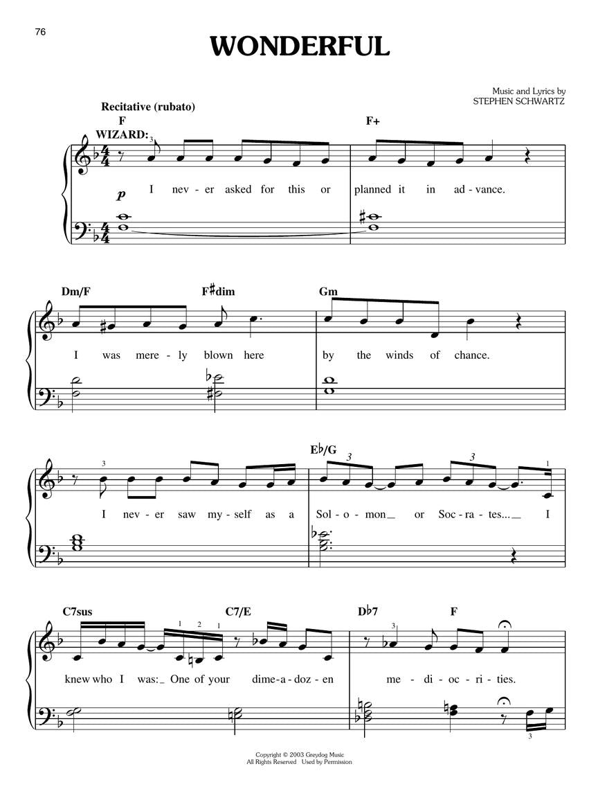 Wicked Style Notes Wicked: A New Musical – Easy Piano Selections – Portland Music Company