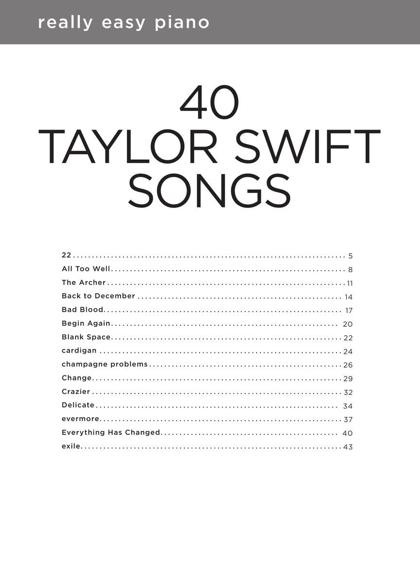 40 Taylor Swift Songs - Really Easy Piano