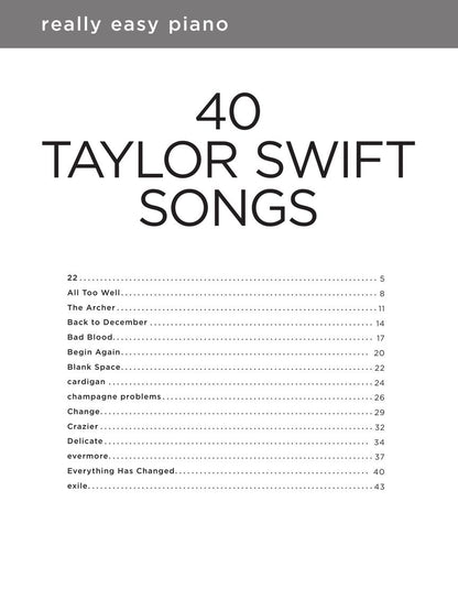 40 Taylor Swift Songs - Really Easy Piano