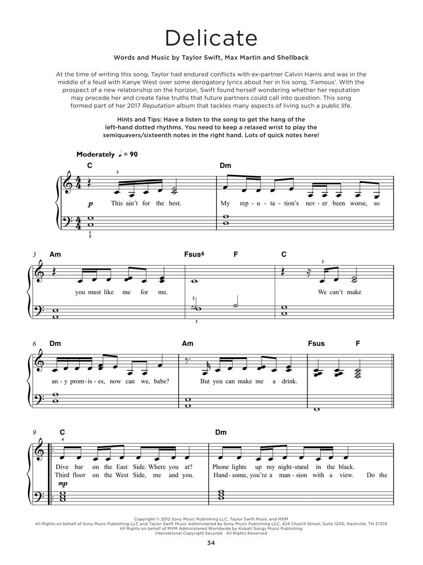 40 Taylor Swift Songs - Really Easy Piano