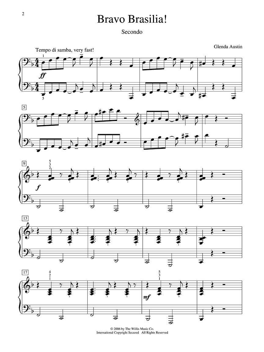 Austin - Bravo Brasilia! (1 Piano, 4 Hands)