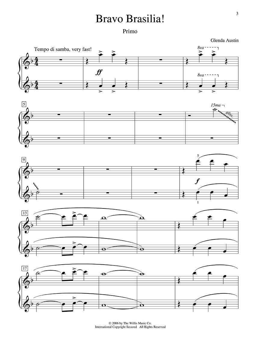 Austin - Bravo Brasilia! (1 Piano, 4 Hands)