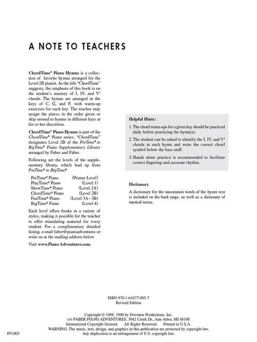 Faber Piano Adventures - ChordTime® Hymns - Level 2B