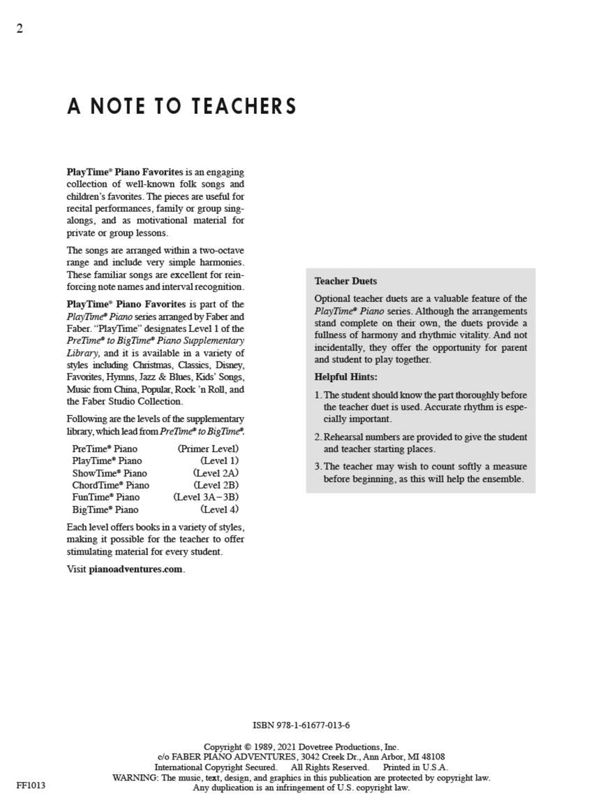 Faber Piano Adventures - PlayTime® Piano Favorites - Level 1