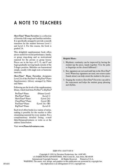 Faber Piano Adventures - ShowTime® Piano Favorites - Level 2A