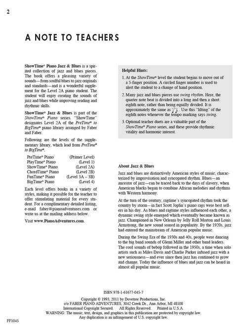 Faber Piano Adventures - ShowTime® Piano Jazz & Blues - Level 2A