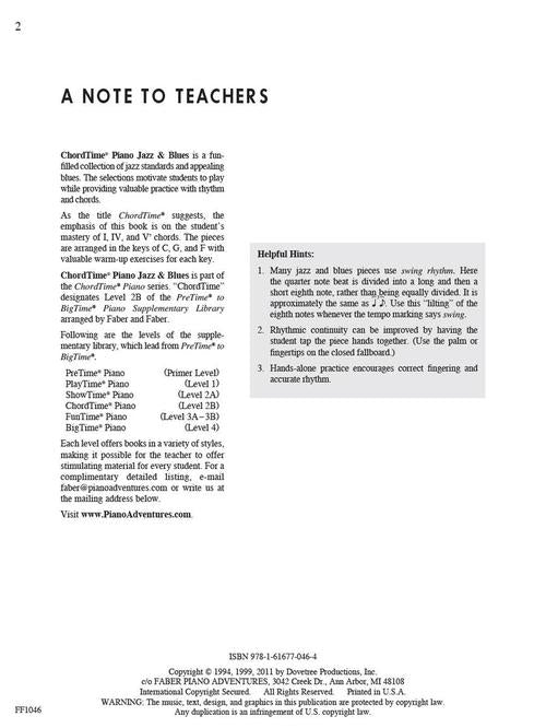 Faber Piano Adventures - ChordTime® Piano Jazz & Blues - Level 2B