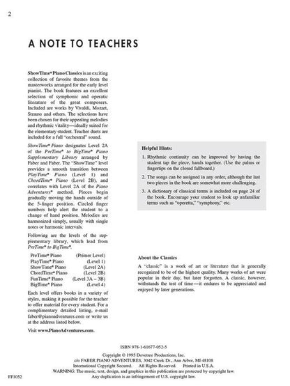 Faber Piano Adventures - ShowTime® Piano Classics - Level 2A