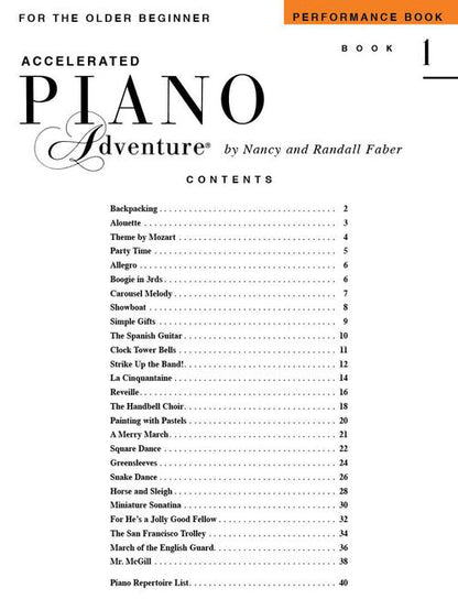 Accelerated Piano Adventures for the Older Beginner – Performance, Book 1