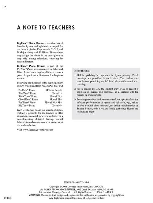 Faber Piano Adventures - BigTime® Piano Hymns- Level 4