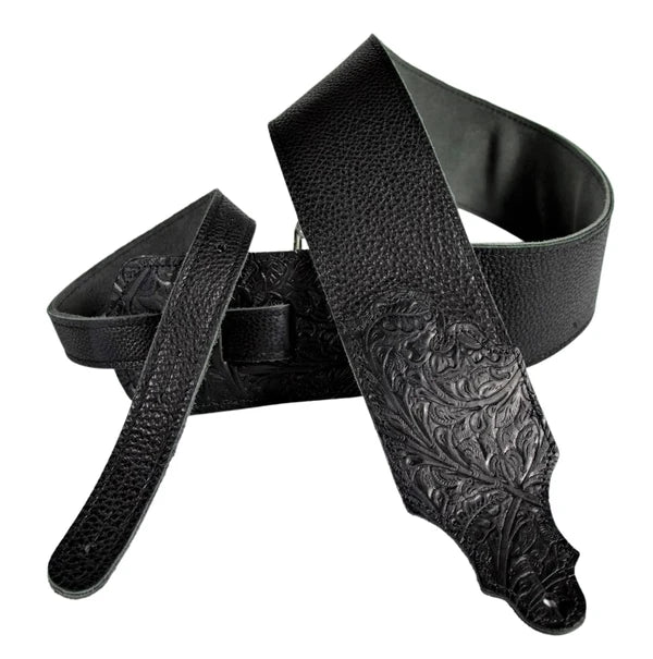Franklin FSWT-BK-BK Tooled Glove Leather Guitar Strap