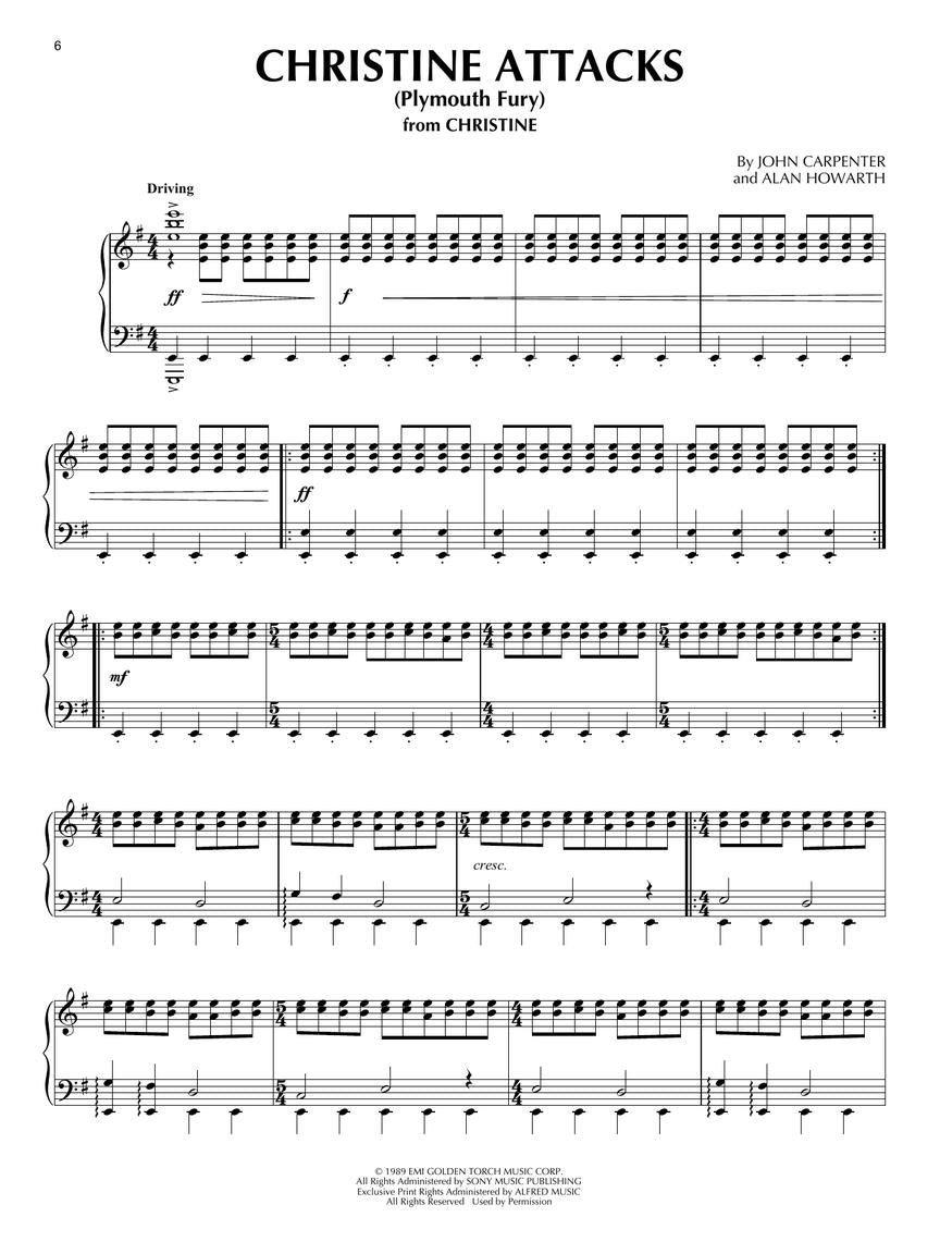 John Carpenter Sheet Music Collection - Piano Solo