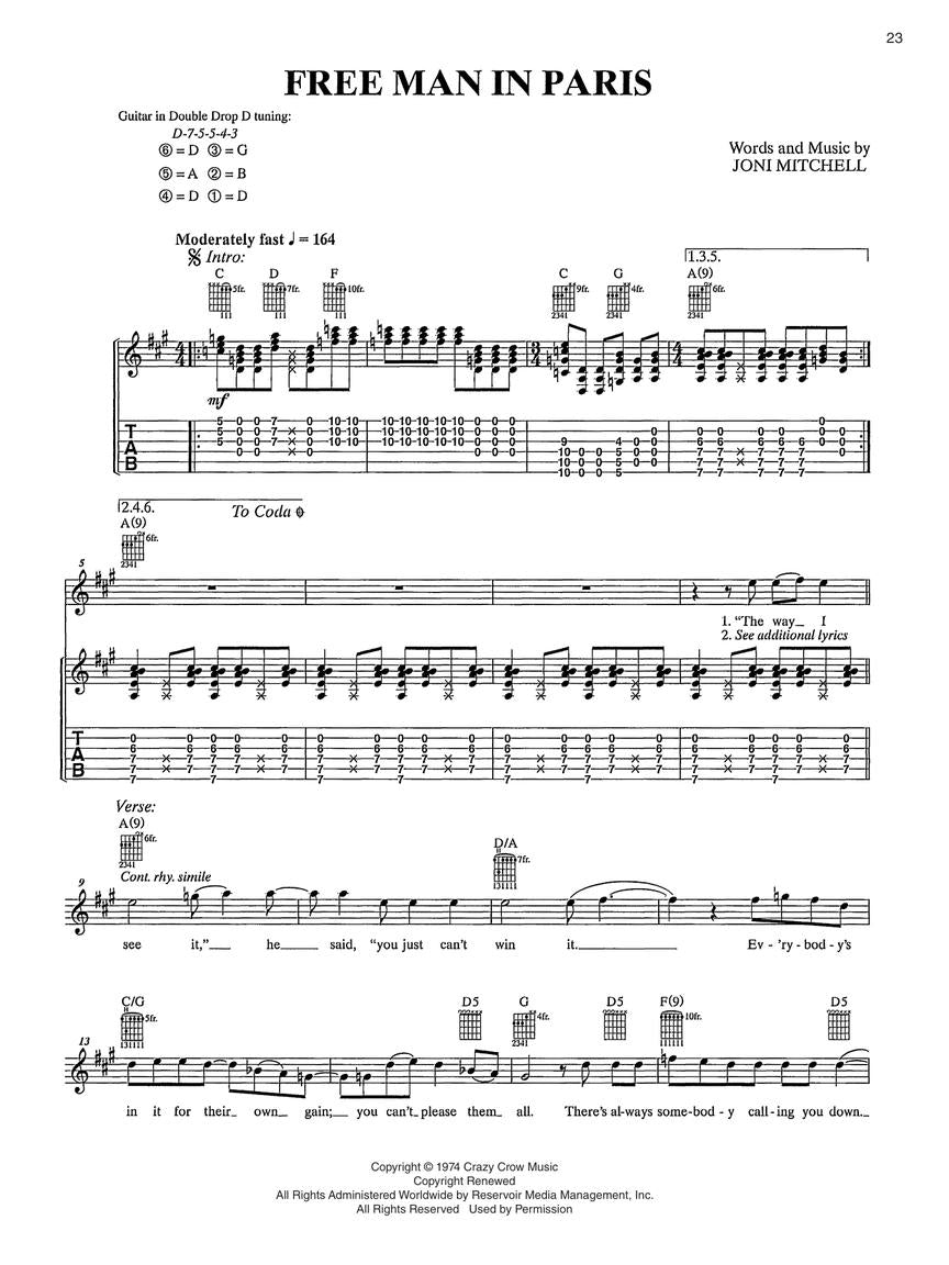 Joni Mitchell Guitar Anthology - Guitar Tab