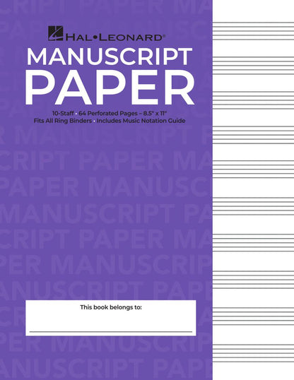 Hal Leonard Manuscript Paper - 10-Staff, Hole-Punched