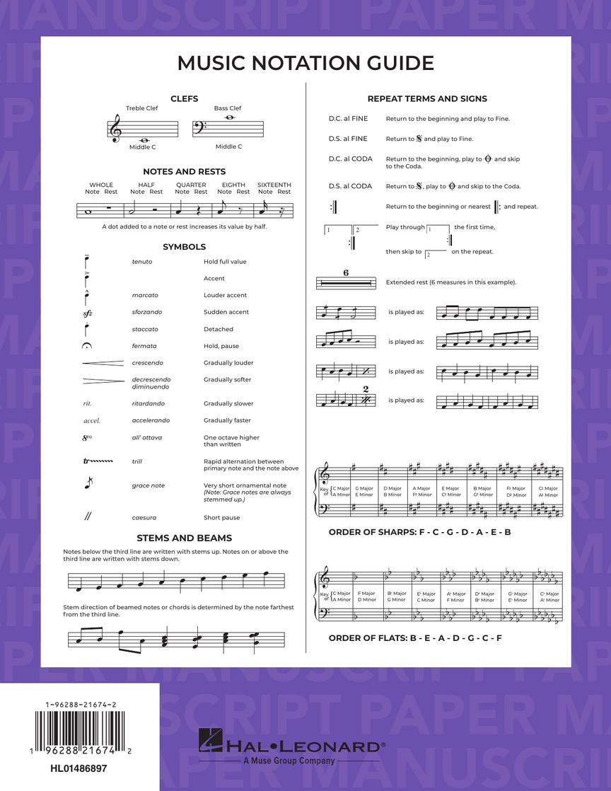 Hal Leonard Manuscript Paper - 10-Staff, Hole-Punched