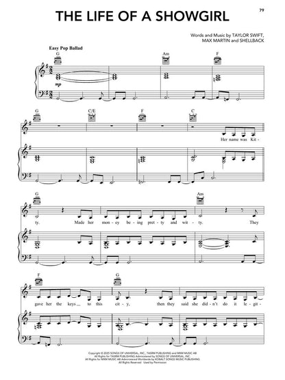 Taylor Swift - The Life of a Showgirl - Piano/Vocal/Guitar