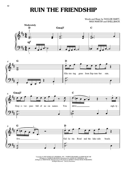 Taylor Swift - The Life of a Showgirl - Easy Piano